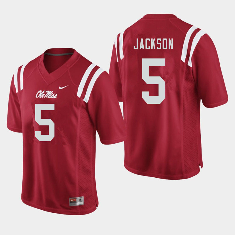 Men #5 Dannis Jackson Ole Miss Rebels College Football Jerseys Sale-Red